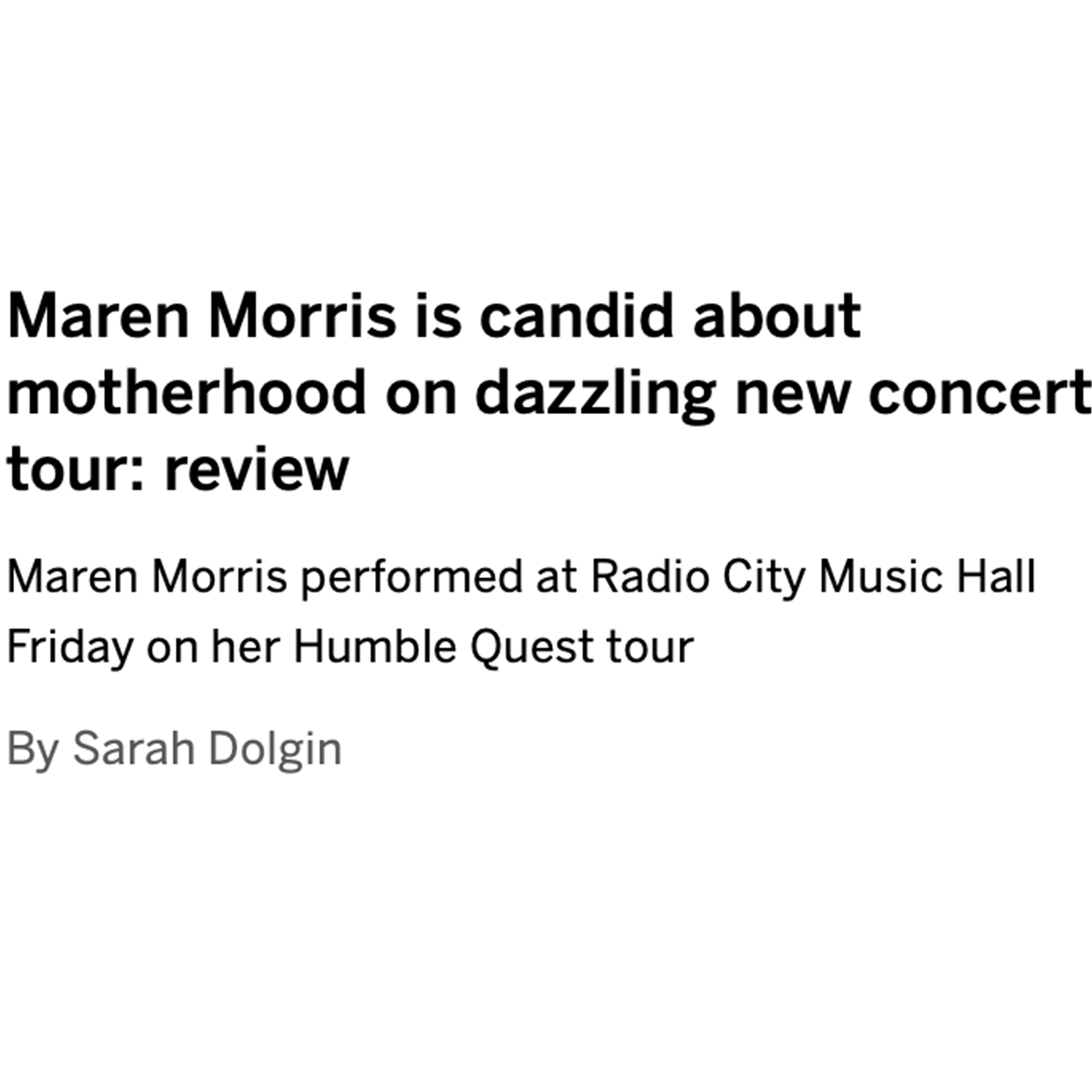 Maren Morris performing at Radio City Music Hall