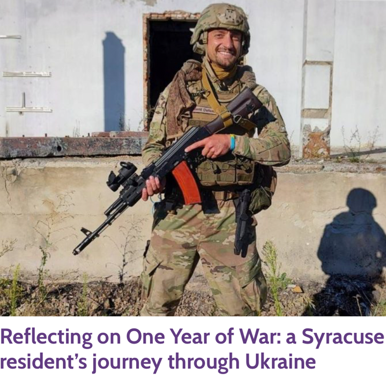 Oleg Grabovyy dressed in a military uniform in Ukraine