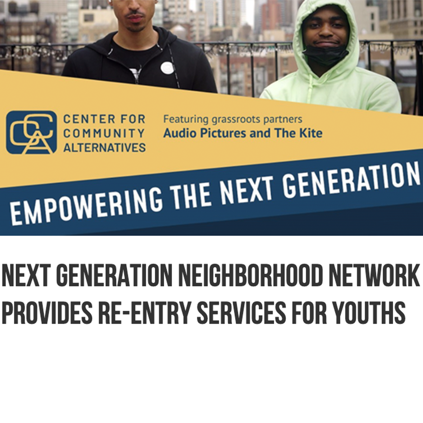 poster of two young men promoting event for empowering youth who are reintegrating post incarceration